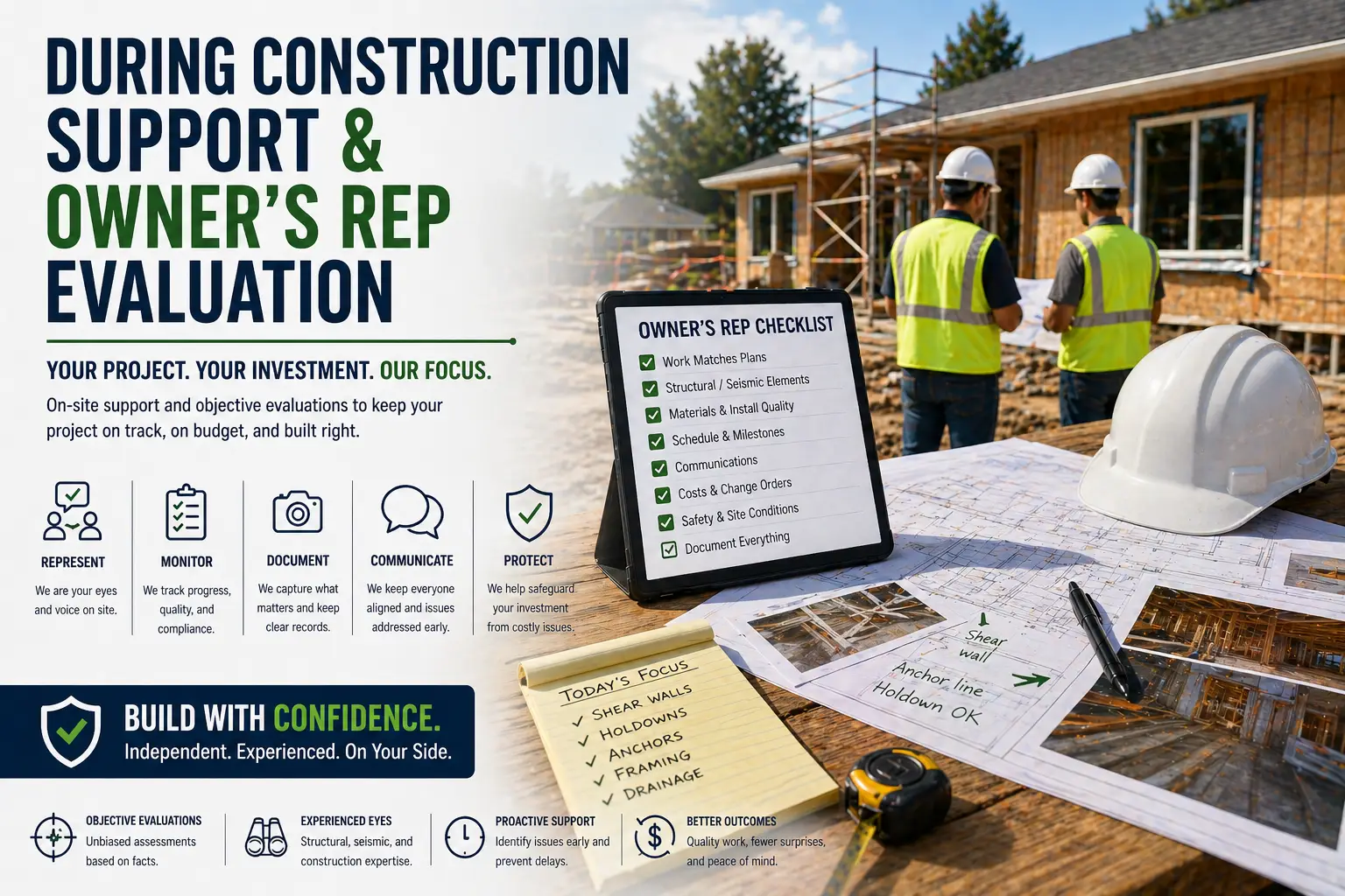 During Construction Support & Owner’s Rep Evaluation