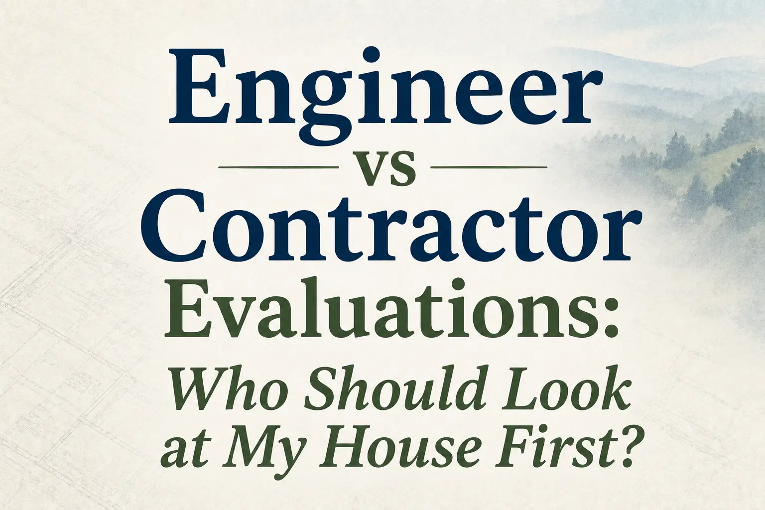 Engineer vs Contractor Evaluations: Who Should Look at My House First?